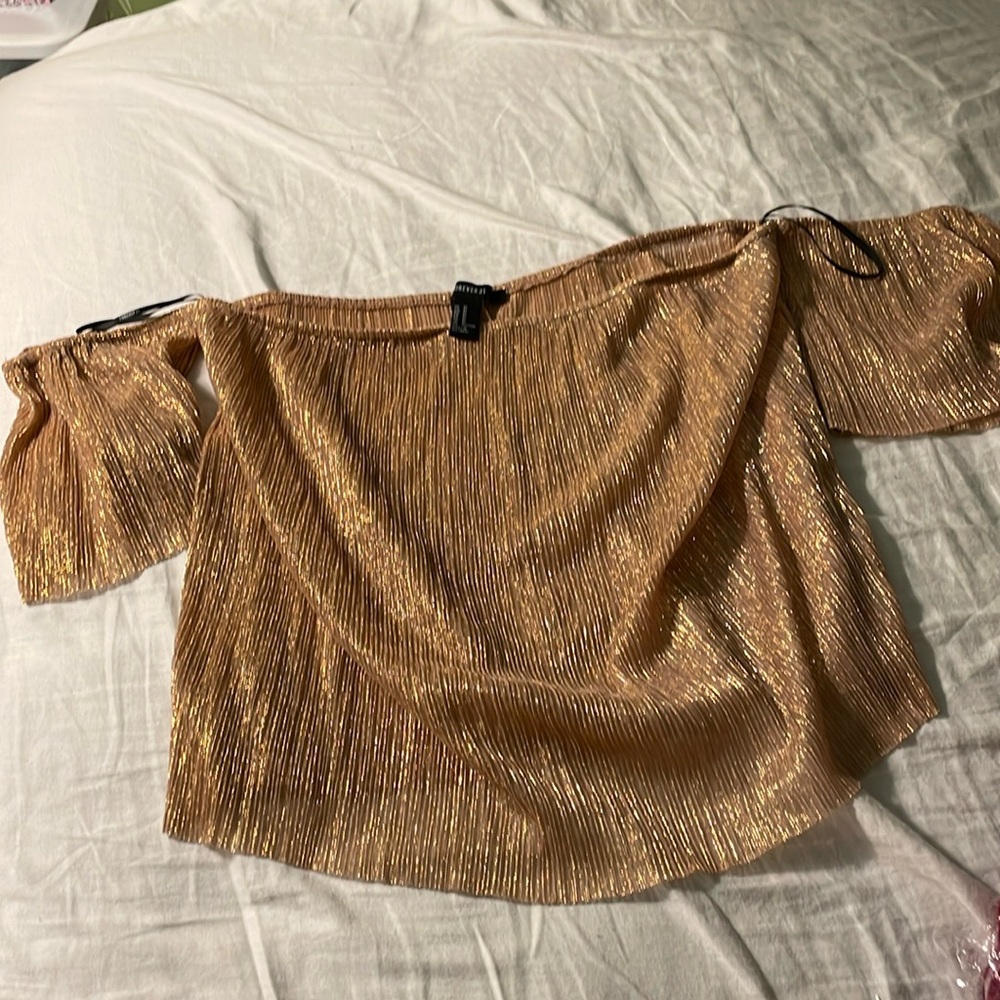 Rose Gold Mesh Metallic Top 
Forever 21